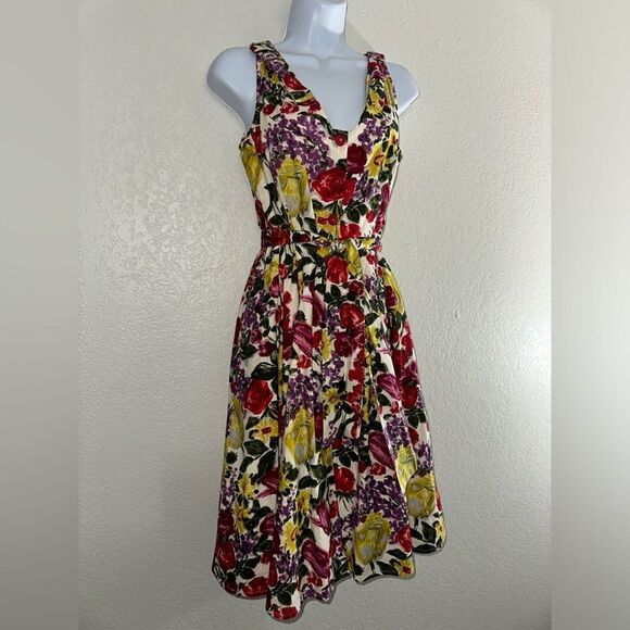 Yoana Baraschi Vintage Floral Tulip Button Down Dress 4 - Picture 4 of 9